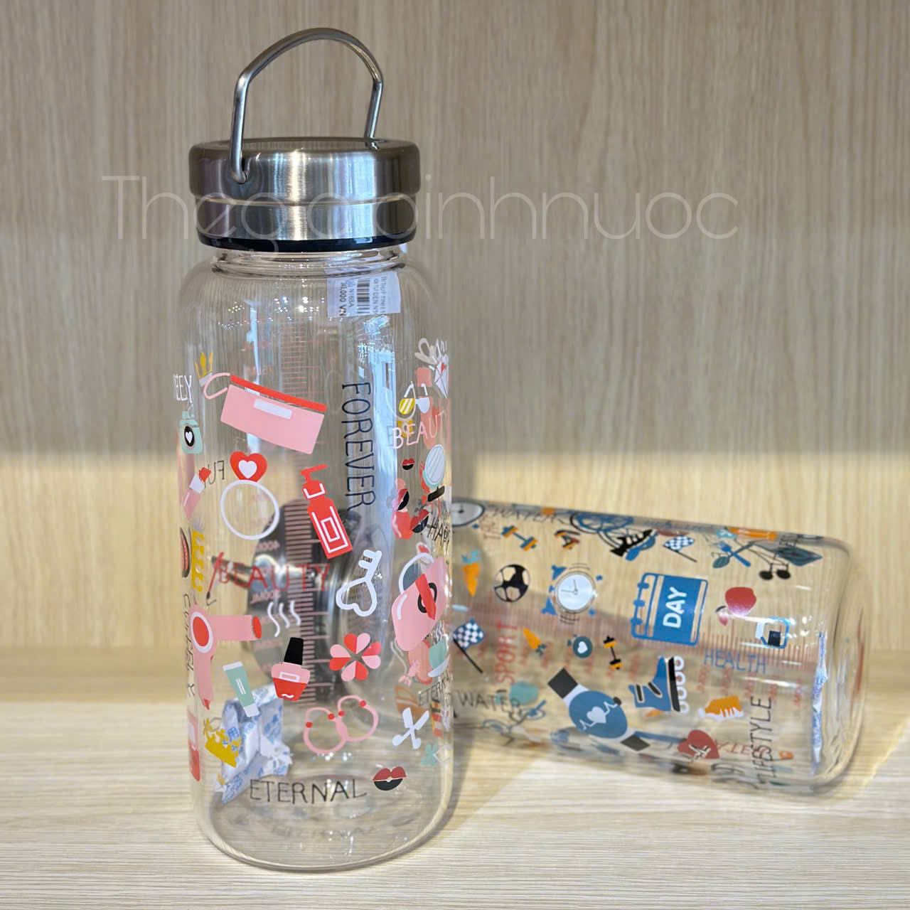 Bình Thuỷ Tinh Nắp Có Quai Xách 1000ML