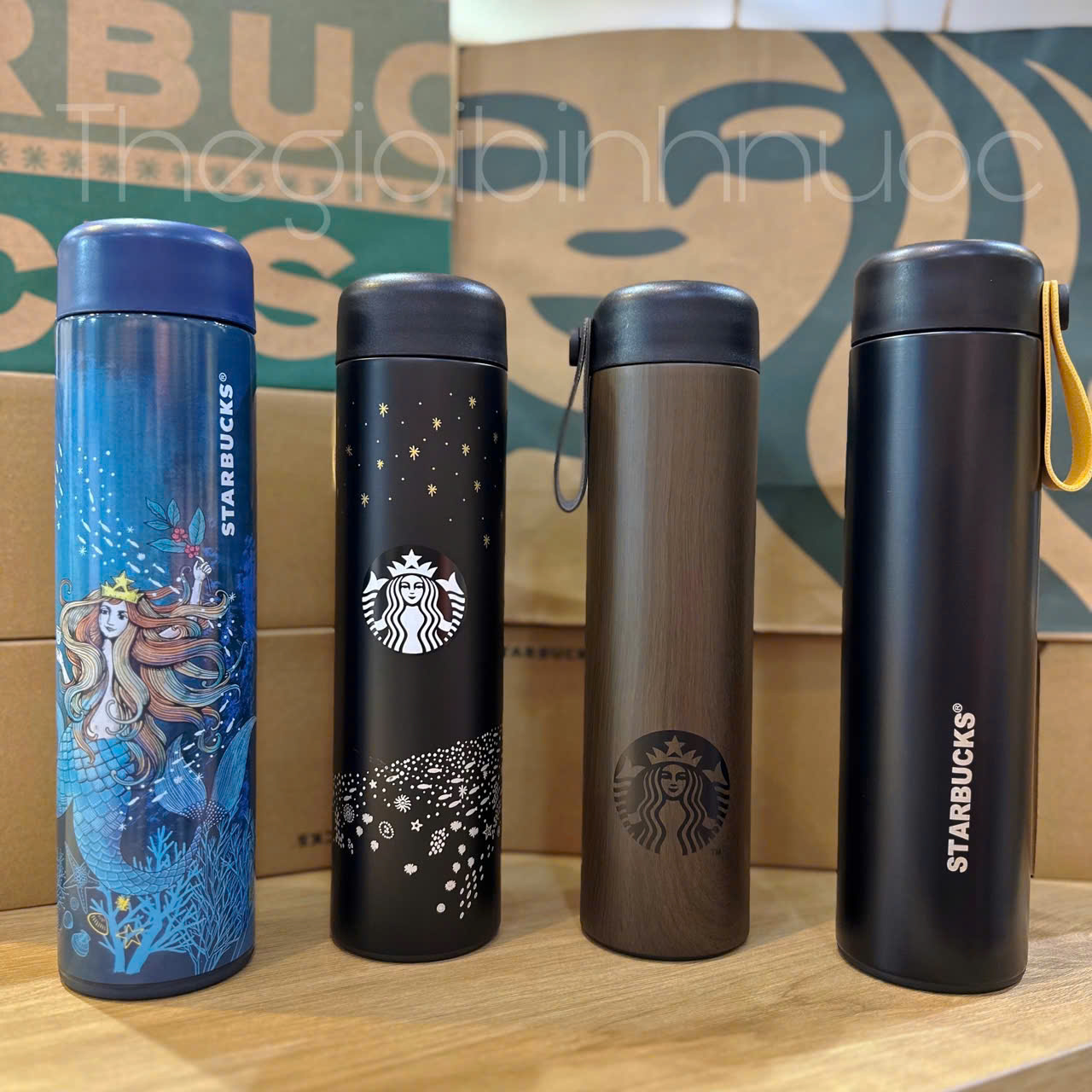 Bình Giữ Nhiệt Starbucks Kiểu Gỗ 473ML