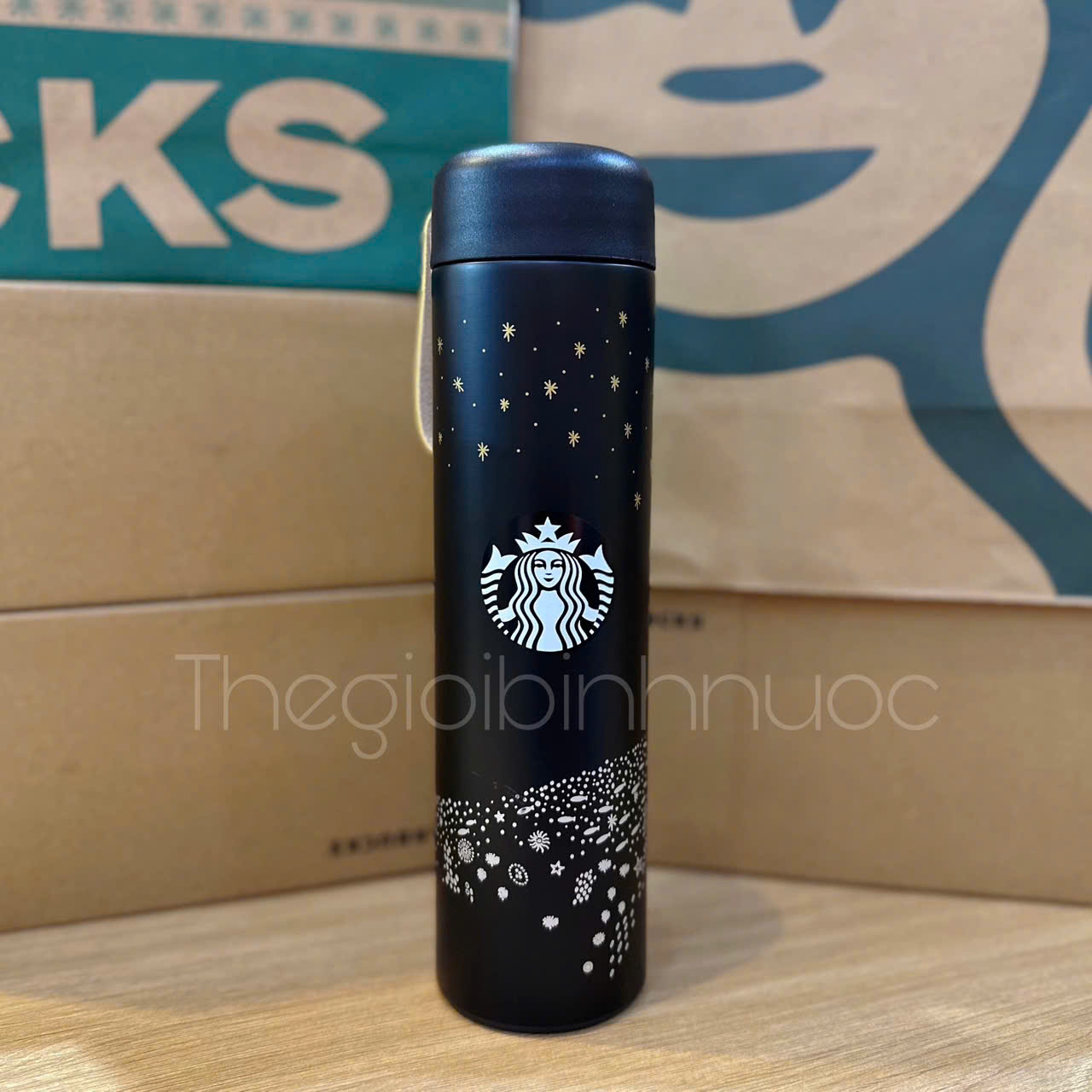 Bình Giữ Nhiệt Starbucks Kiểu Gỗ 473ML