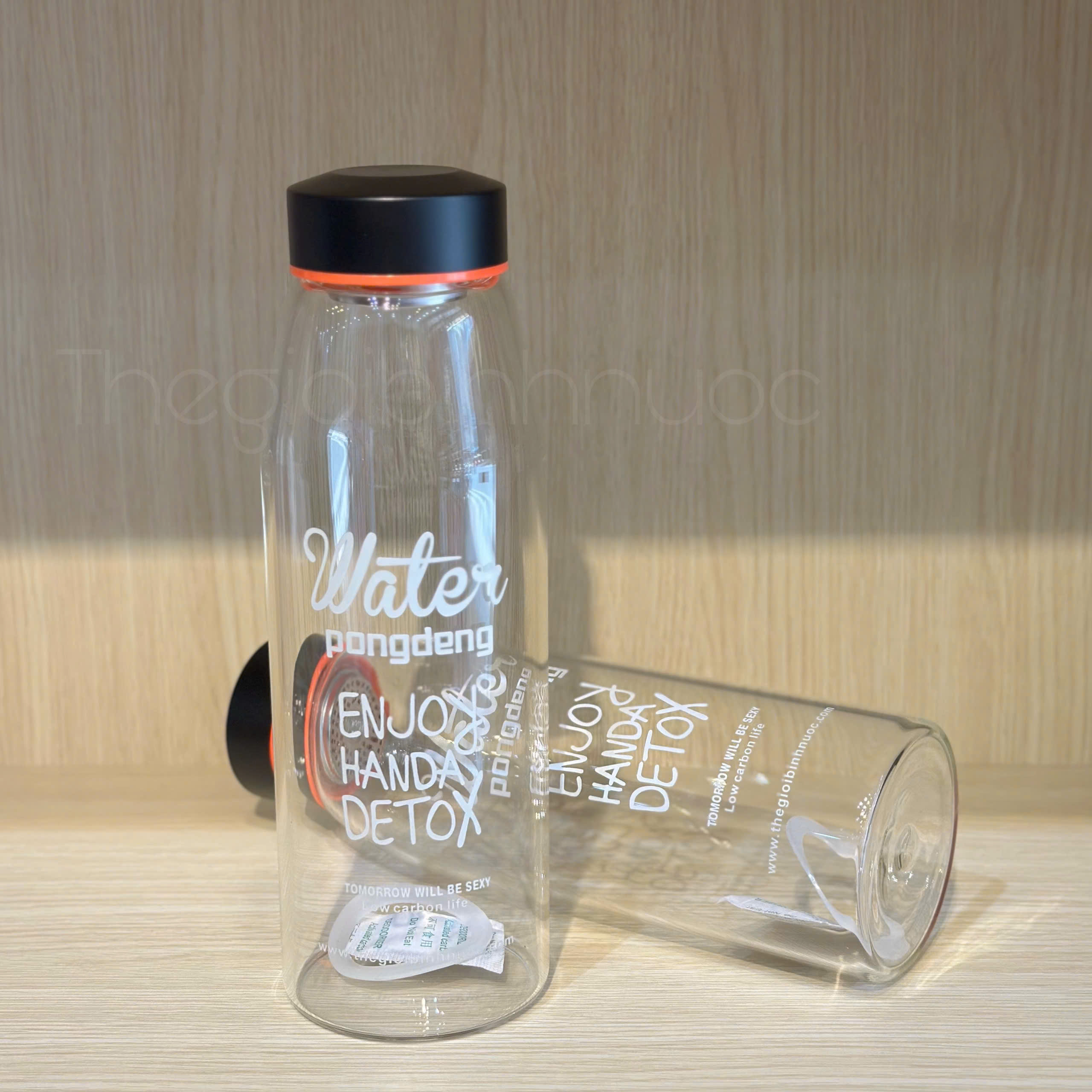 Bình Nước Thủy Tinh Lọc Trà WATER PONGDANG Detox 800ML Tặng Kèm Túi