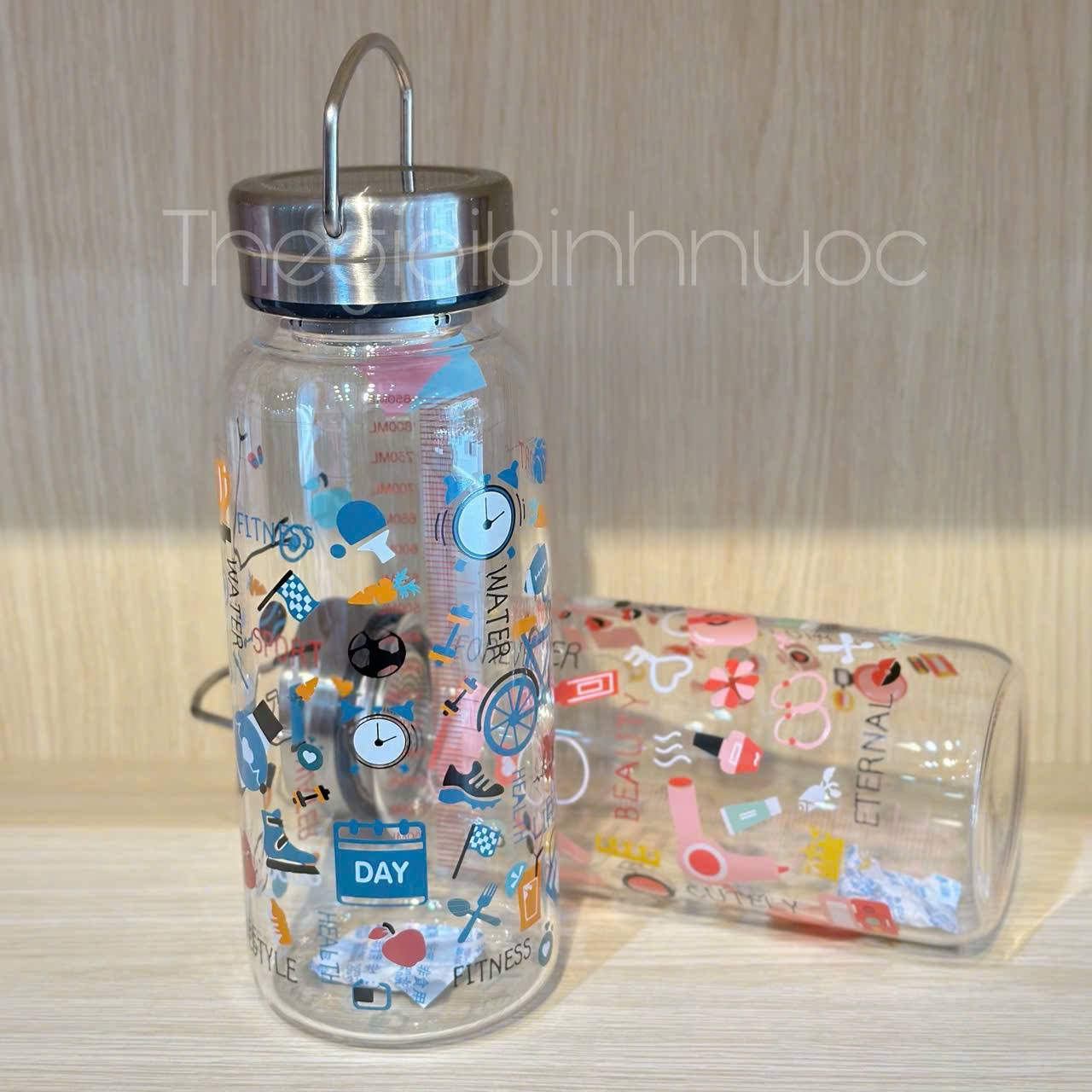 Bình Thuỷ Tinh Nắp Có Quai Xách 1000ML