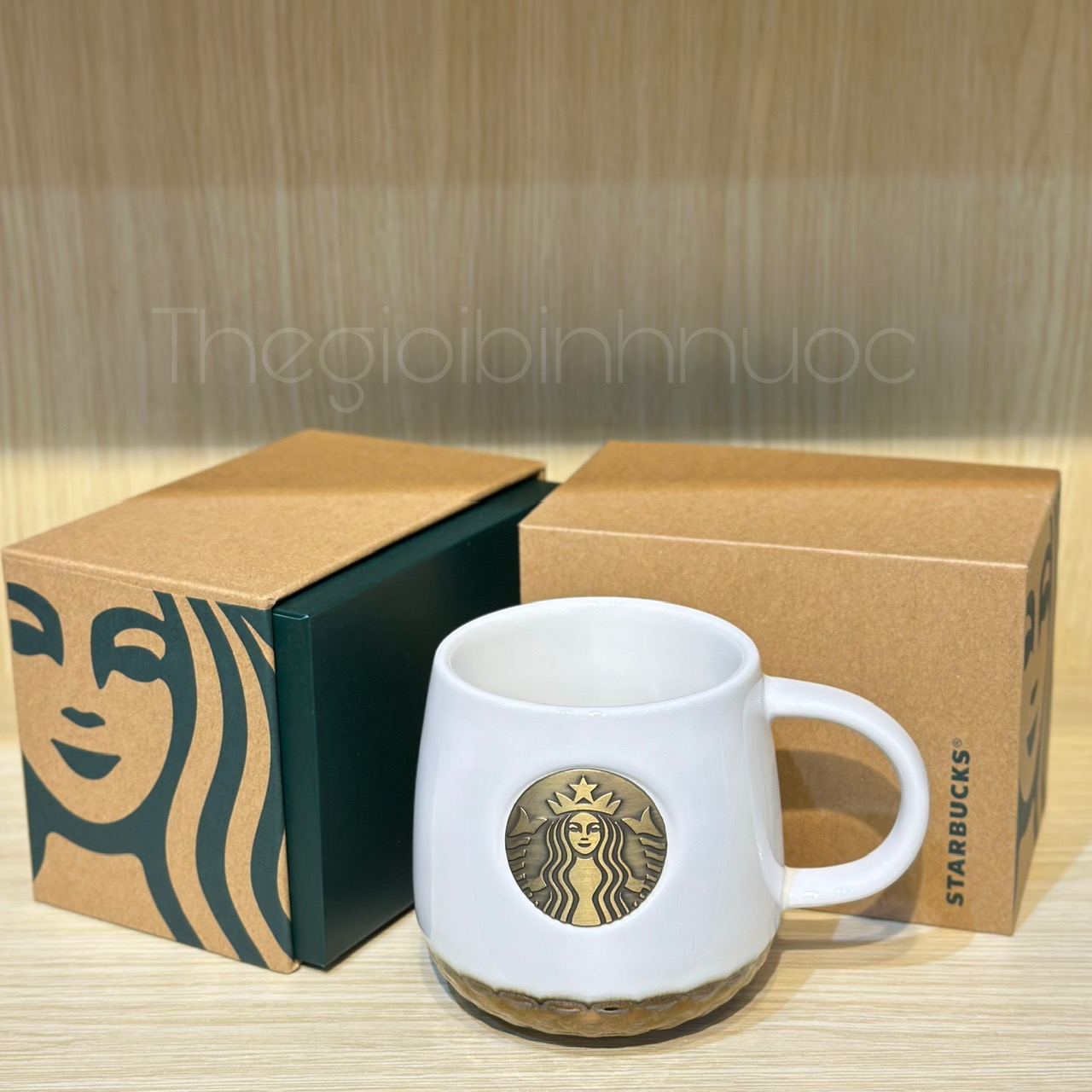 Ly Sứ Starbuck Logo Kim Loại Cao Cấp