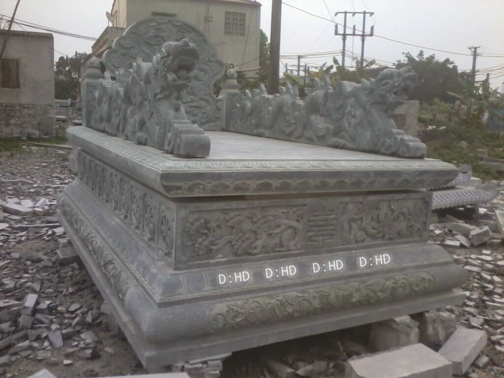 Mộ đá khối kiểu mộ tam sơn đá xanh rêu