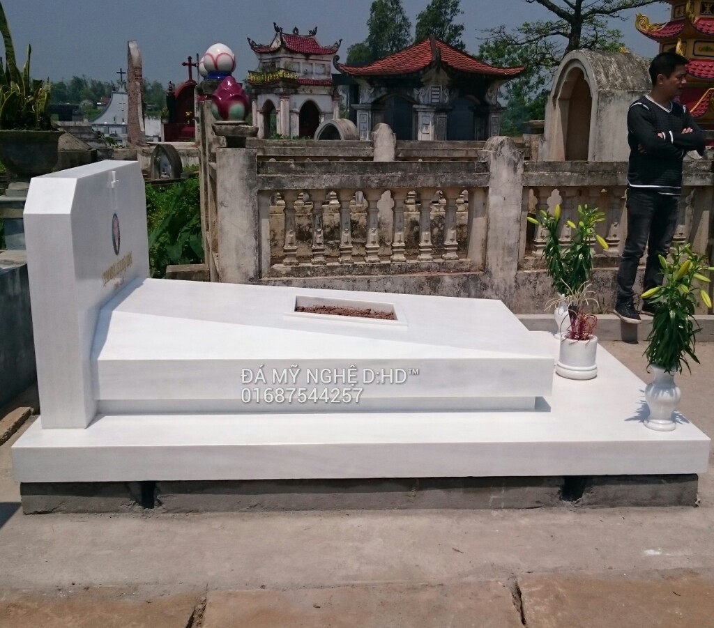 mộ đá khối đá trắng cẩm thạch