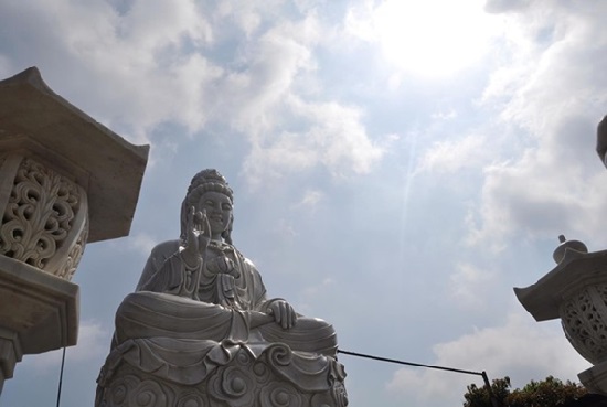 tượng quan âm nhìn từ dưới lên