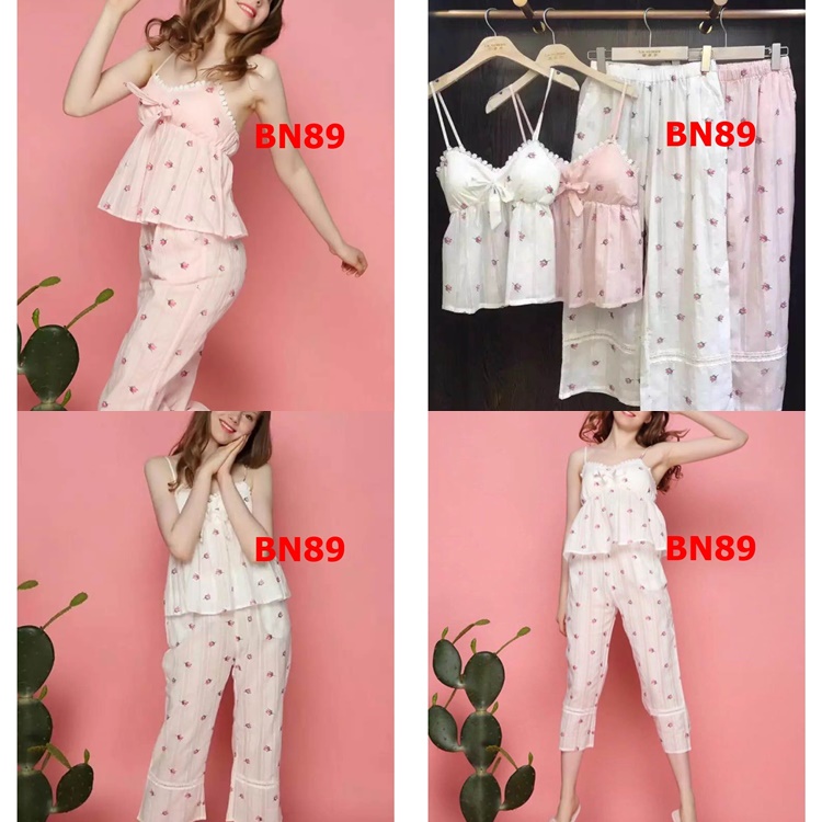 Bộ ngủ nữ chất cotton cao cấp quần dài