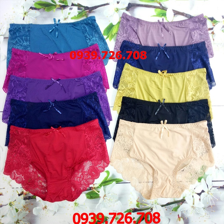Quần lót thun lạnh kẻ sọc phối ren mông