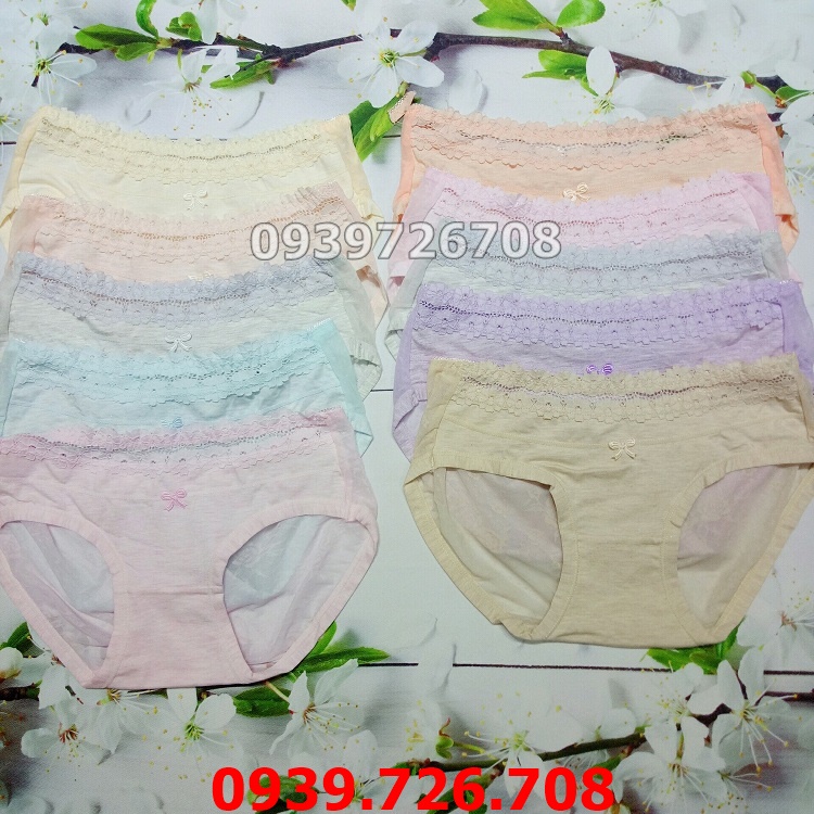 Quần lót cotton trước phối lưới mông