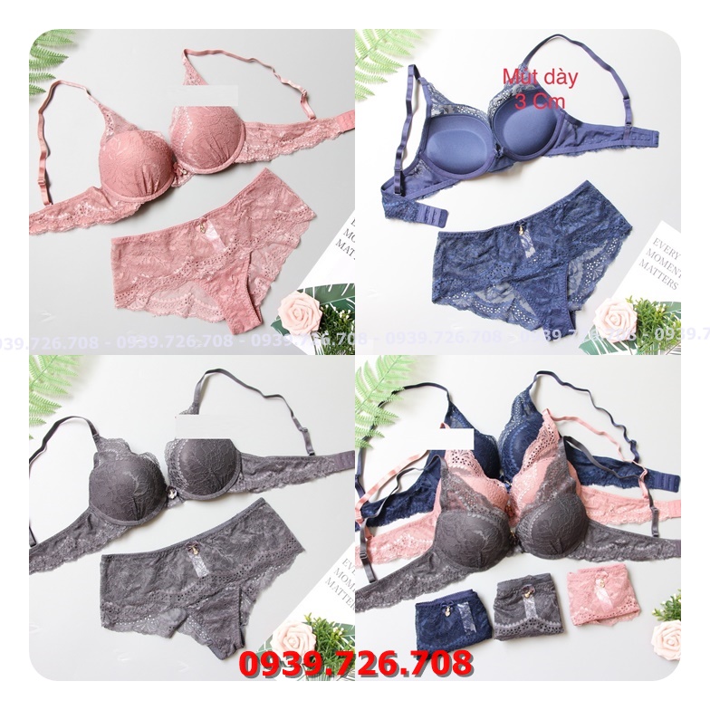 Bộ đồ lót ren tam giác mút dày nâng ngực