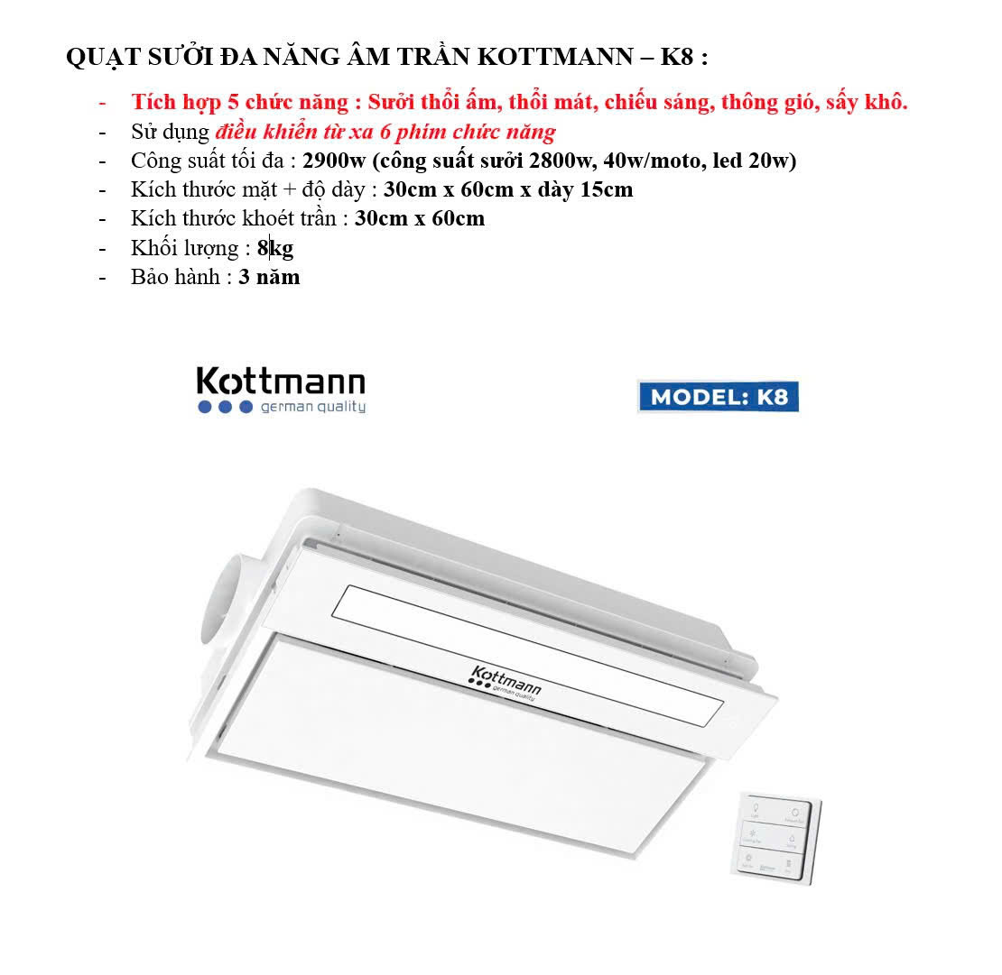 Quạt âm trần Kottmann K8