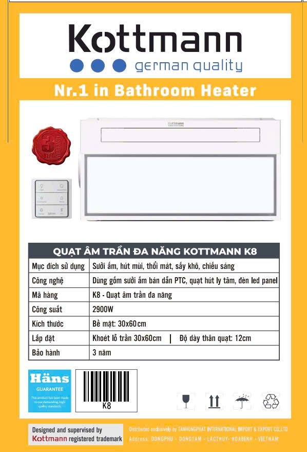 Quạt âm trần Kottmann K8
