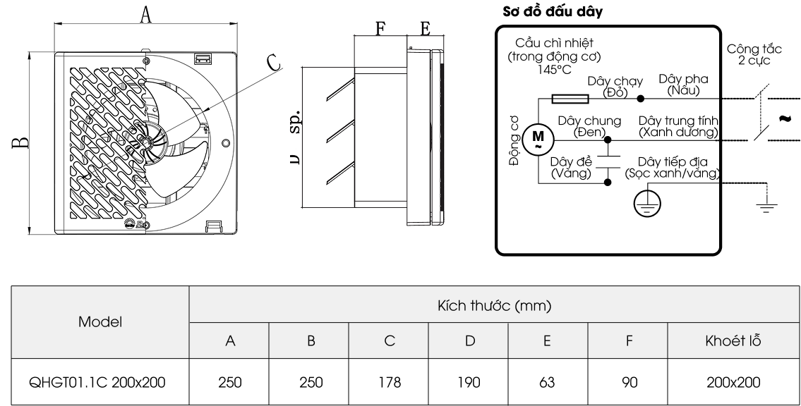 Quạt thông gió gắn tường QHGT01.1C 300x300