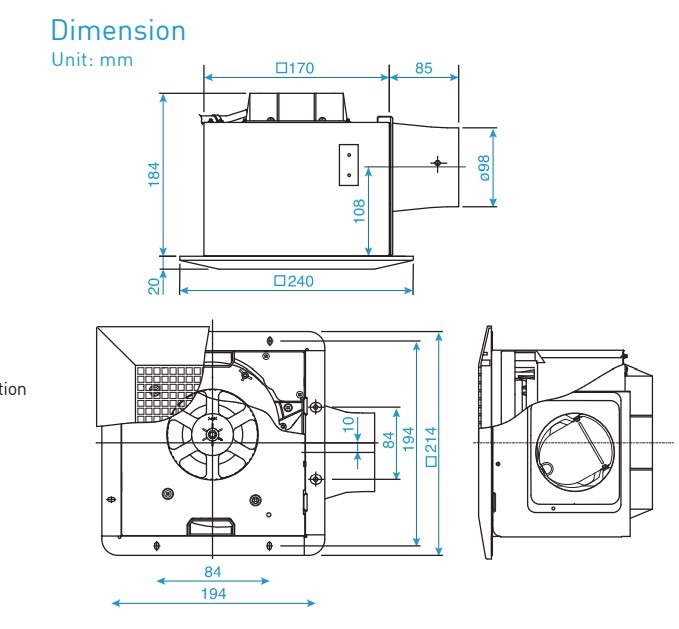 Quạt hút âm trần Panasonic FV-17CU8