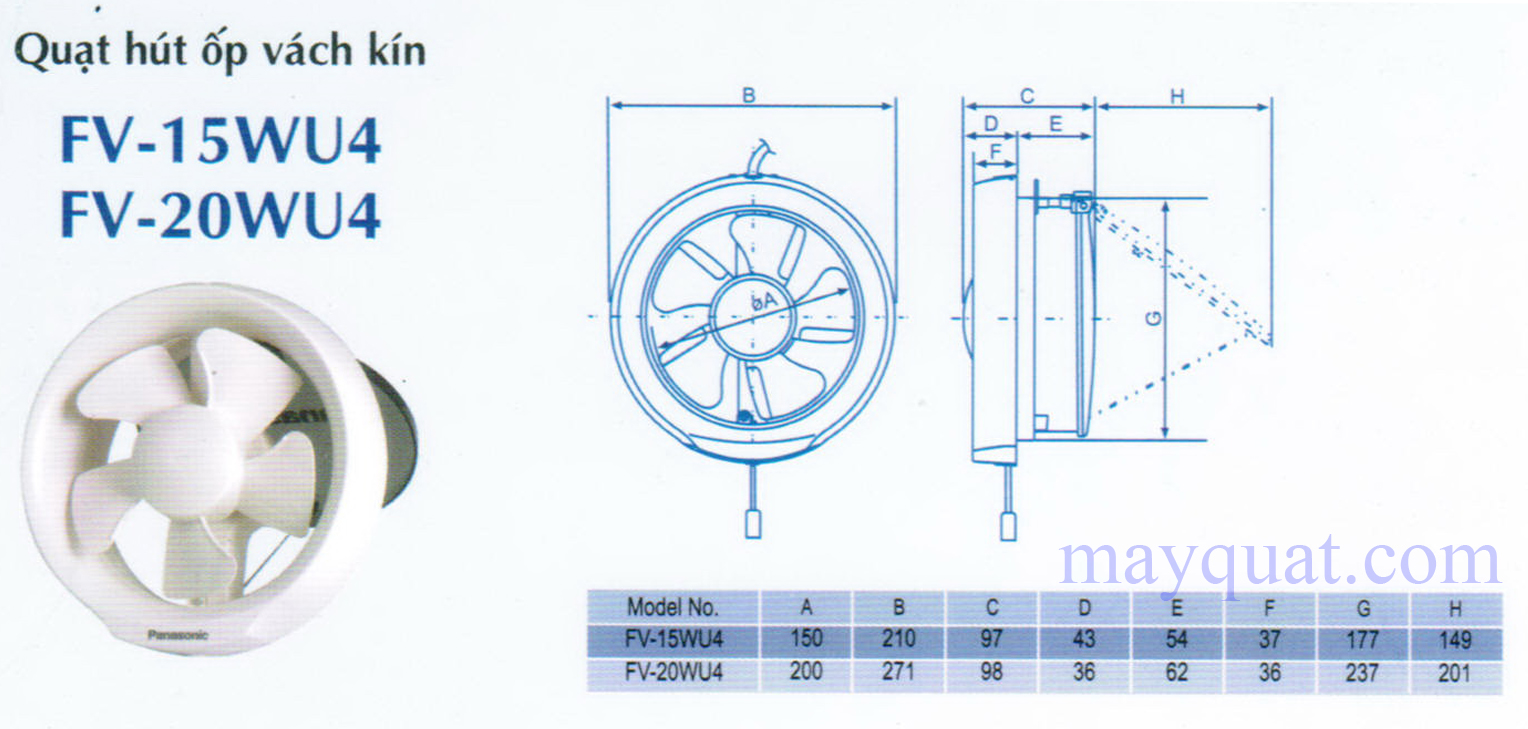 Quạt hút ốp vách kính FV-20WU4