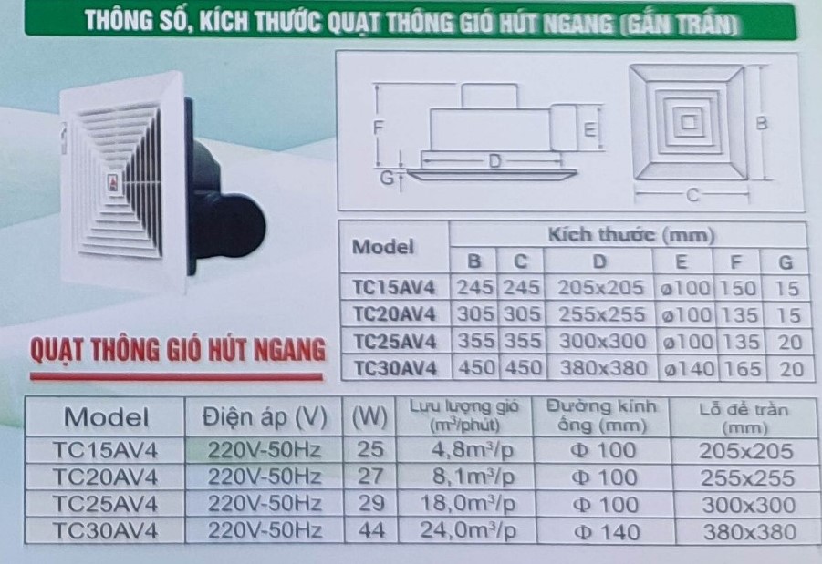 Quạt thông gió âm trần Tico TC-15AV4