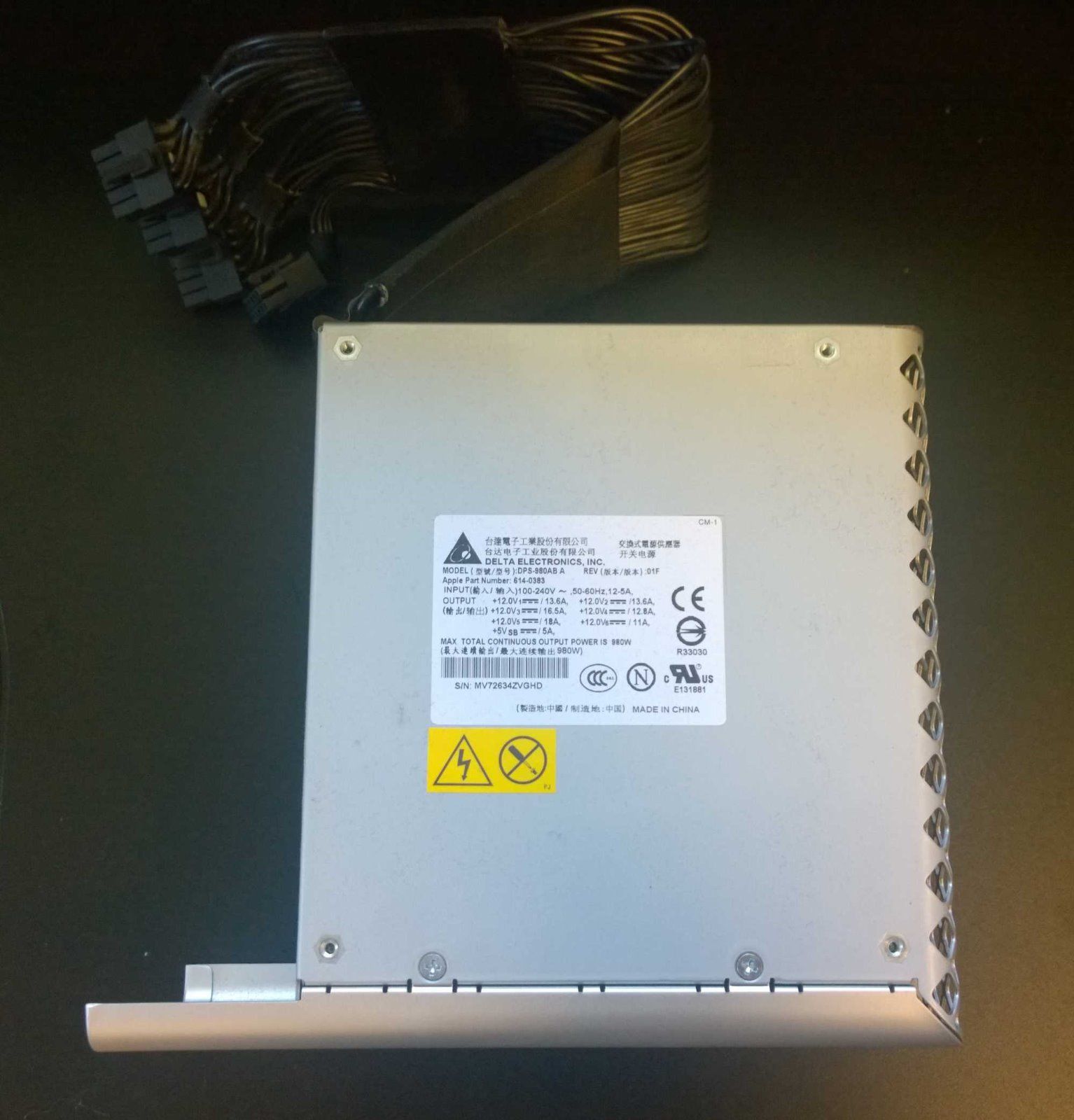 BỘ NGUỒN 980W Mac Pro 1,1 A1186 DPS-980AB 614-0383 980W PSU Power Supply 2007