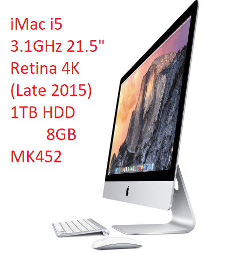 iMac i5 3.1GHz 21.5 Retina 4K (Late 2015) 1TB HDD 8GB MK452