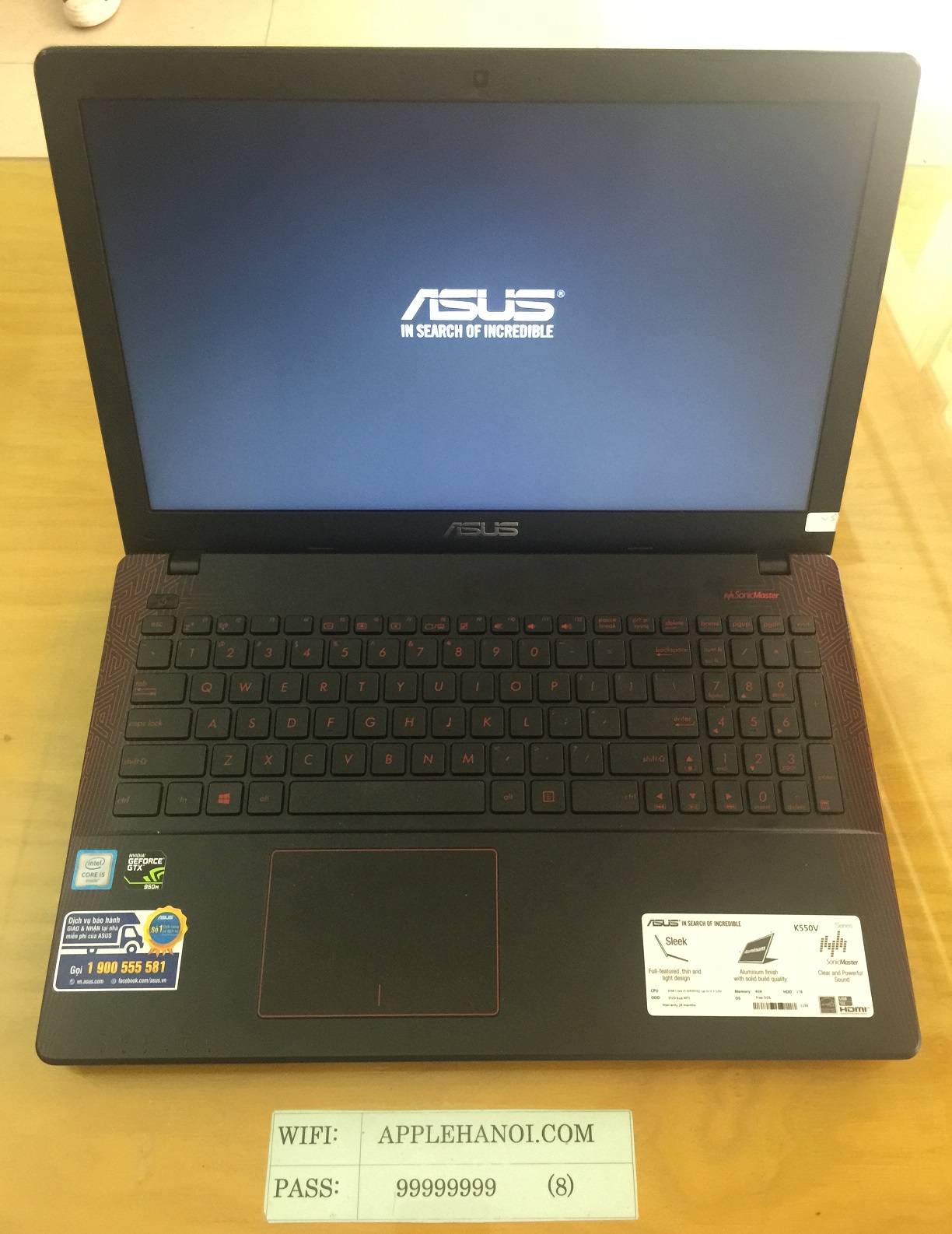 Laptop Asus K550VX DM376D  i5 - 6300HQ  4GB DDr4 2133Mhz  1TB Sata  GeForce® GTX950M 2GB GDDR5  new 99% giá chỉ 12tr8