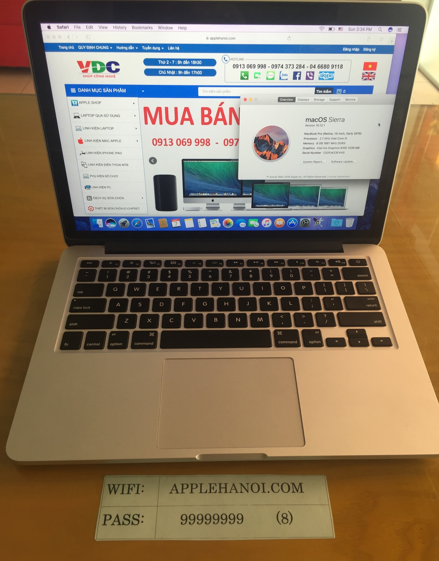 MF839 Macbook Pro Retina 2015 i5 SSD 128 8Gb Ram 99%