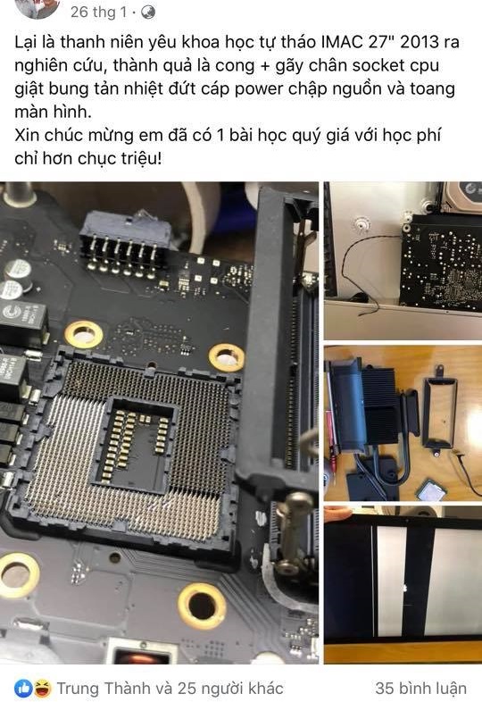 TỰ THÁO IMAC RA NÂNG SSD LÀM VỠ MÀN CONG CHÂN SHOCKET