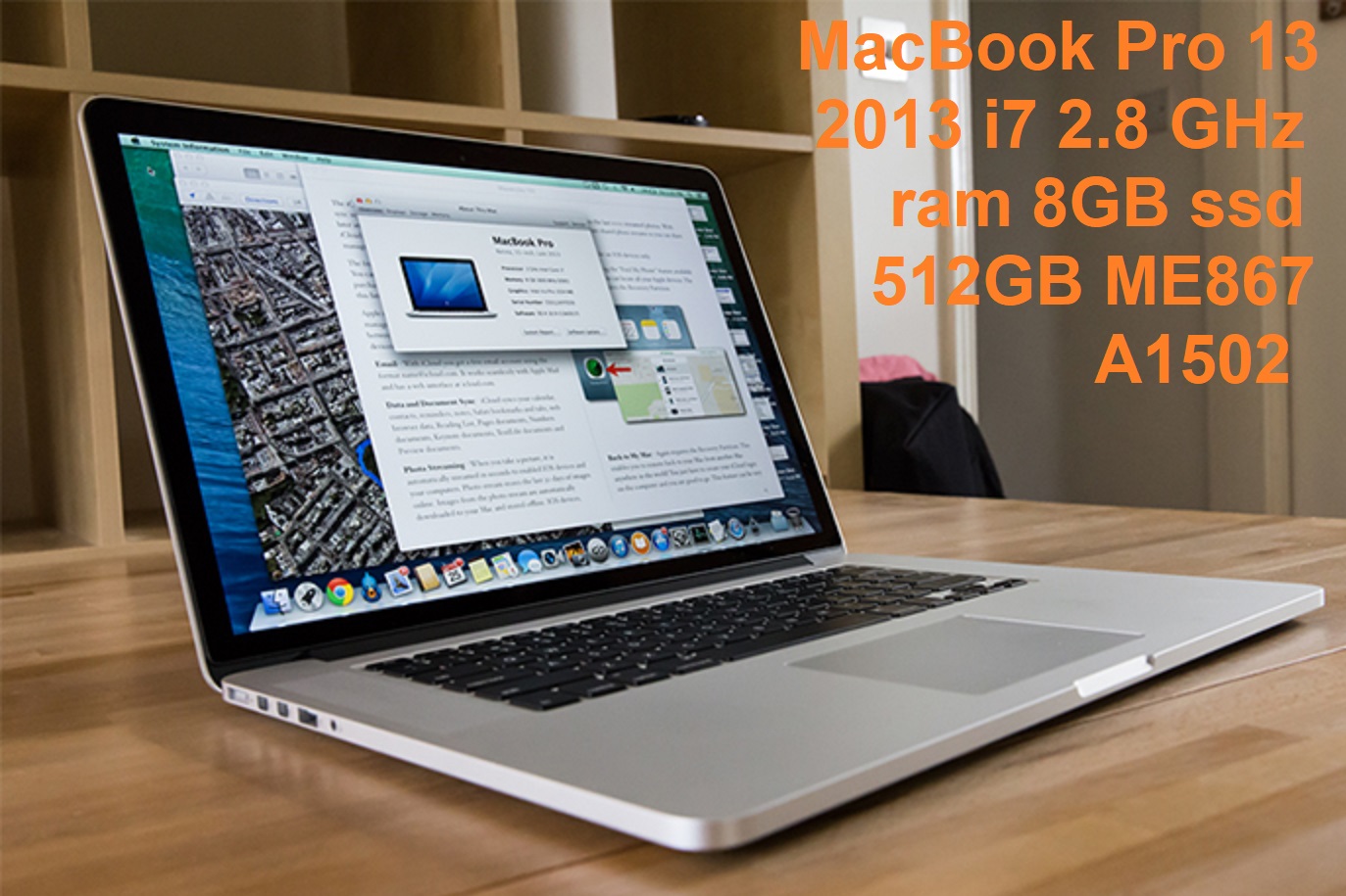 MacBook Pro 13inch Late 2013 Core i7-4558U 2.8 GHz ram 8GB ssd 512GB ME867 MacBookPro11,1 A1502 2678