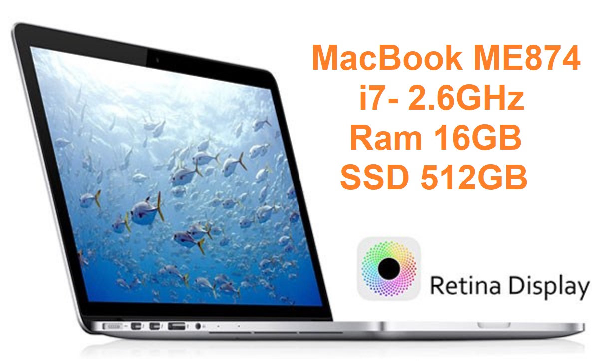 MacBook Pro 15inch Late 2013 Core i7-4960HQ 2.6GHz Ram 16GB SSD 512GB ME874 A1398 (EMC 2745)