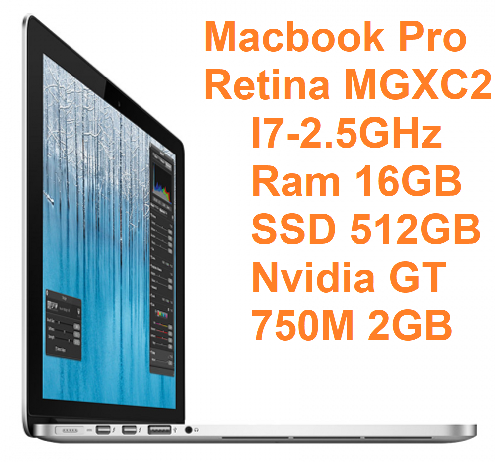 MacBook Pro 15inch Mid-2014 Core i7-4870HQ 2.5GHz Ram 16GB SSD 512GB MGXC2 256Gb CTO A1398 (EMC 2881)