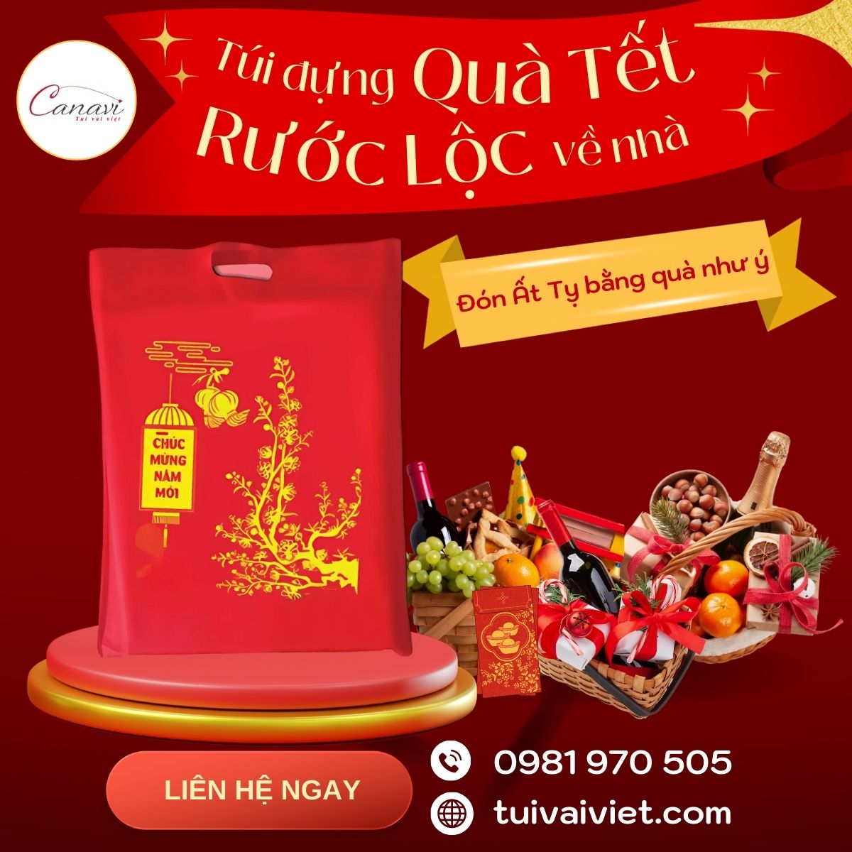 Túi vải đựng lịch Tết