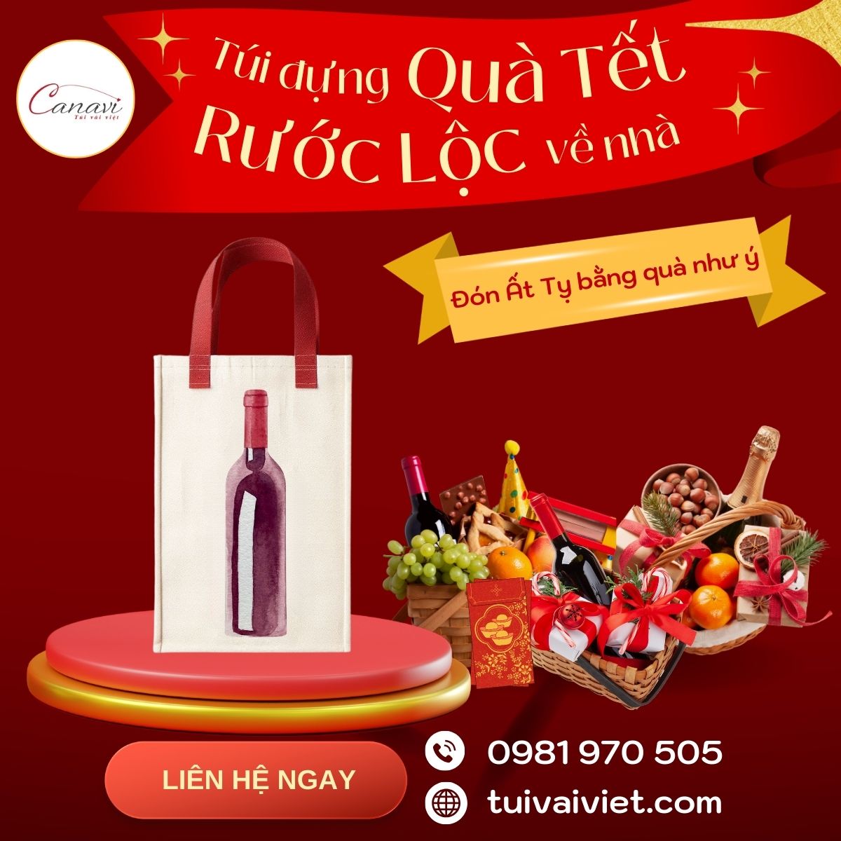 Túi vải đựng rượu