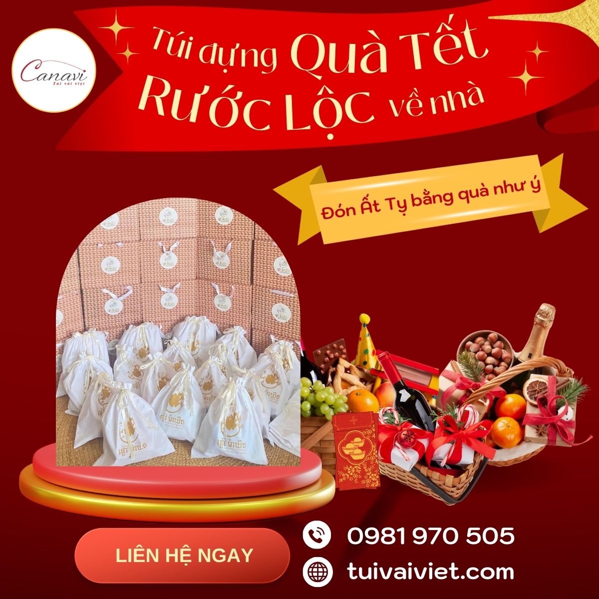 Túi vải dây rút đựng trang sức