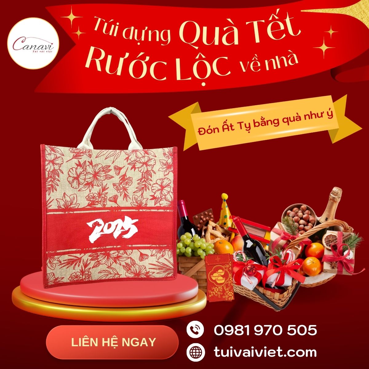 Gợi ý 10 mẫu túi vải đựng quà Tết Ất Tỵ 2025 đẹp mắt