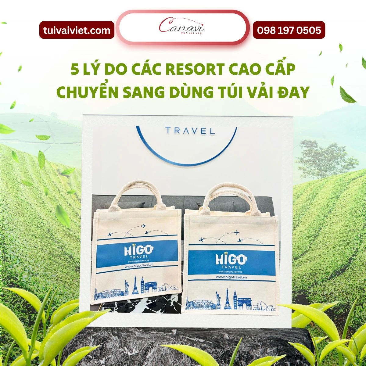 Túi vải đay mang giá trị thẩm mỹ cao và đồng bộ với không gian resort