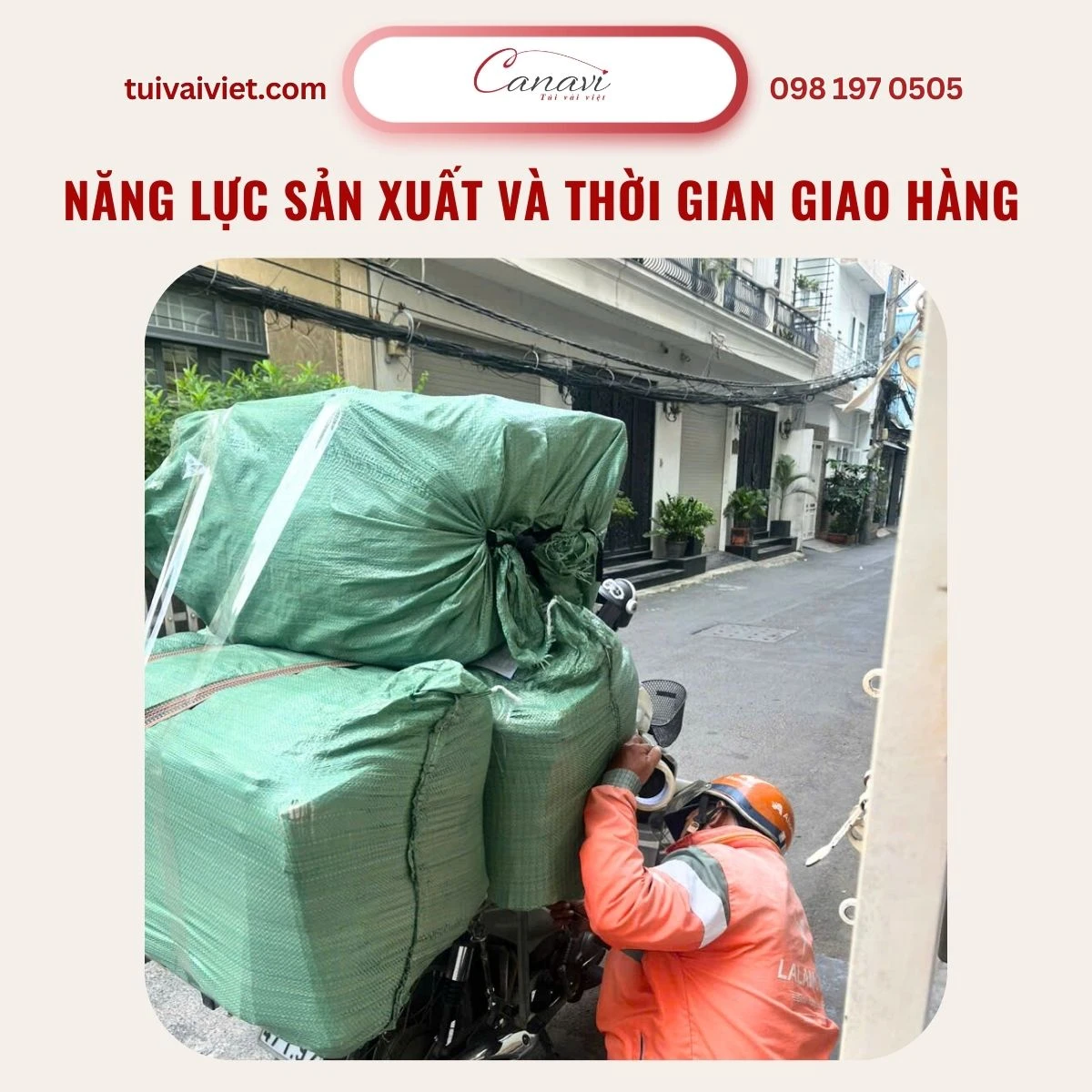 Năng lực sản xuất của xưởng và thời gian giao hàng túi vải canvas