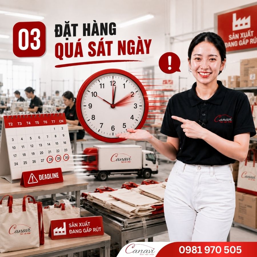 Đặt túi vải quá sát ngày