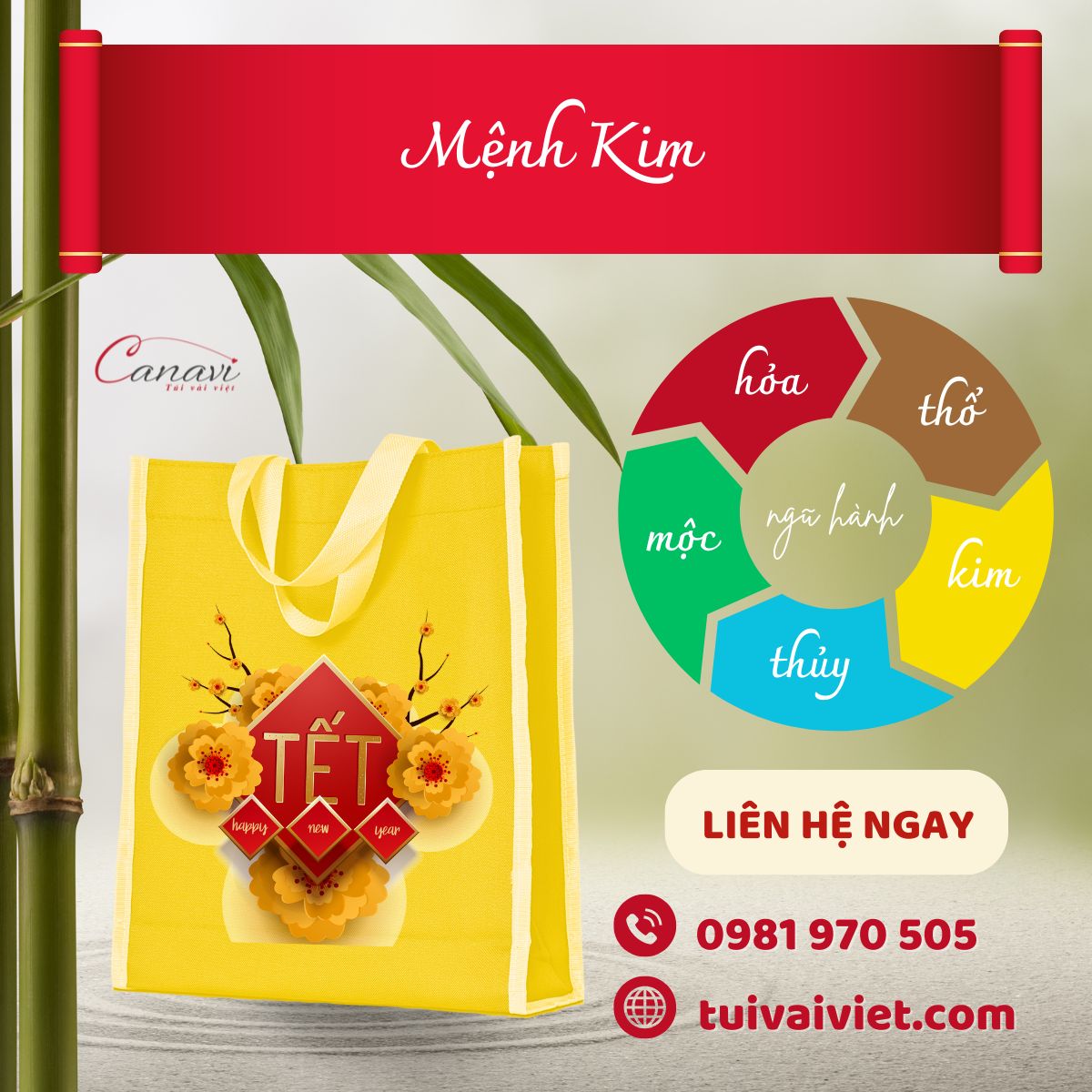 Lựa chọn túi đựng quà Tết hợp mệnh kim