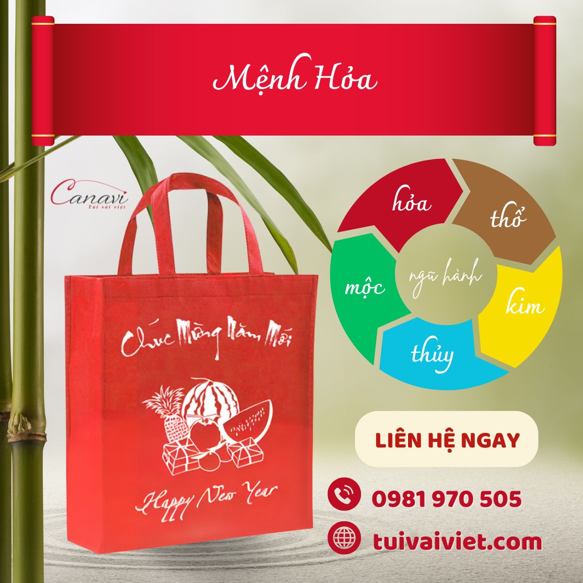 Lựa chọn túi đựng quà Tết hợp mệnh hỏa