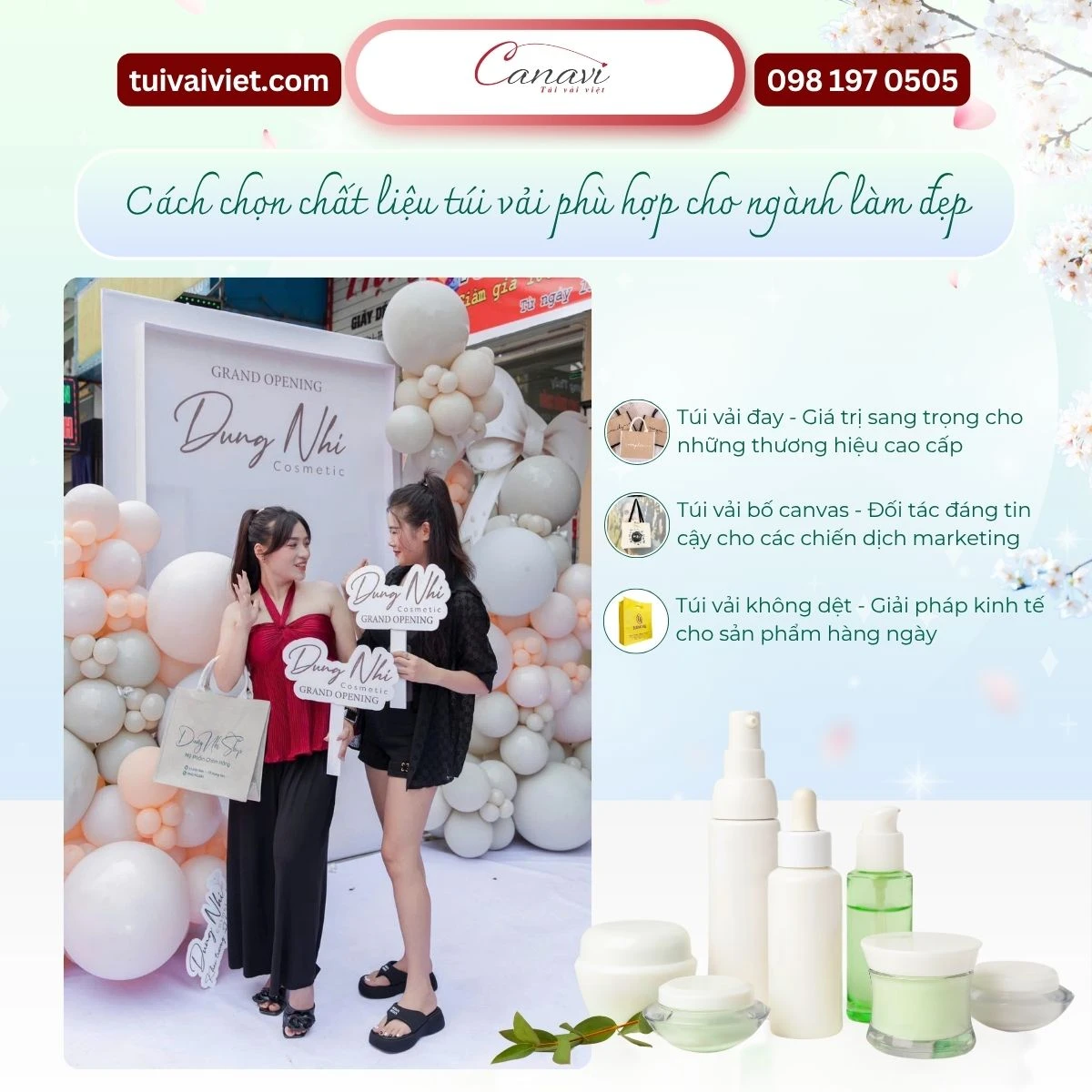 Bạn đang làm spa, salon hay bán mỹ phẩm? Đâu là cách chọn túi vải để khách hàng nhớ mãi thương hiệu