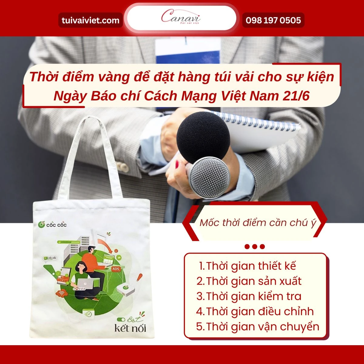 Thời điểm vàng để đặt hàng túi vải cho sự kiện mừng ngày Báo Chí 21/6