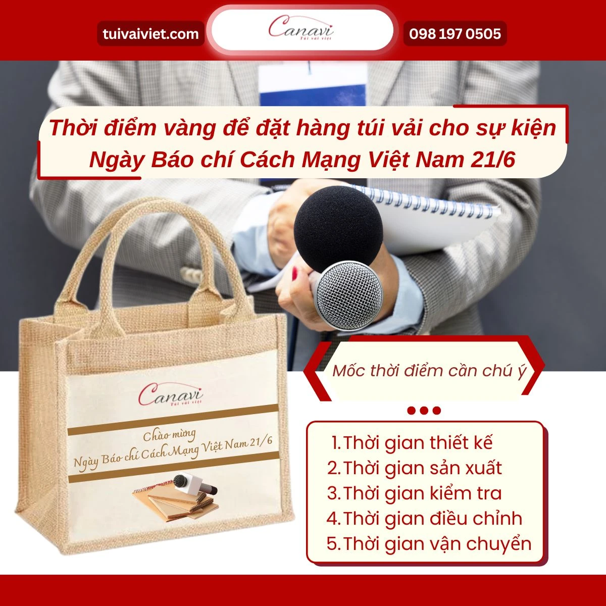 Thời điểm vàng để đặt hàng túi vải cho sự kiện mừng ngày Báo Chí 21/6