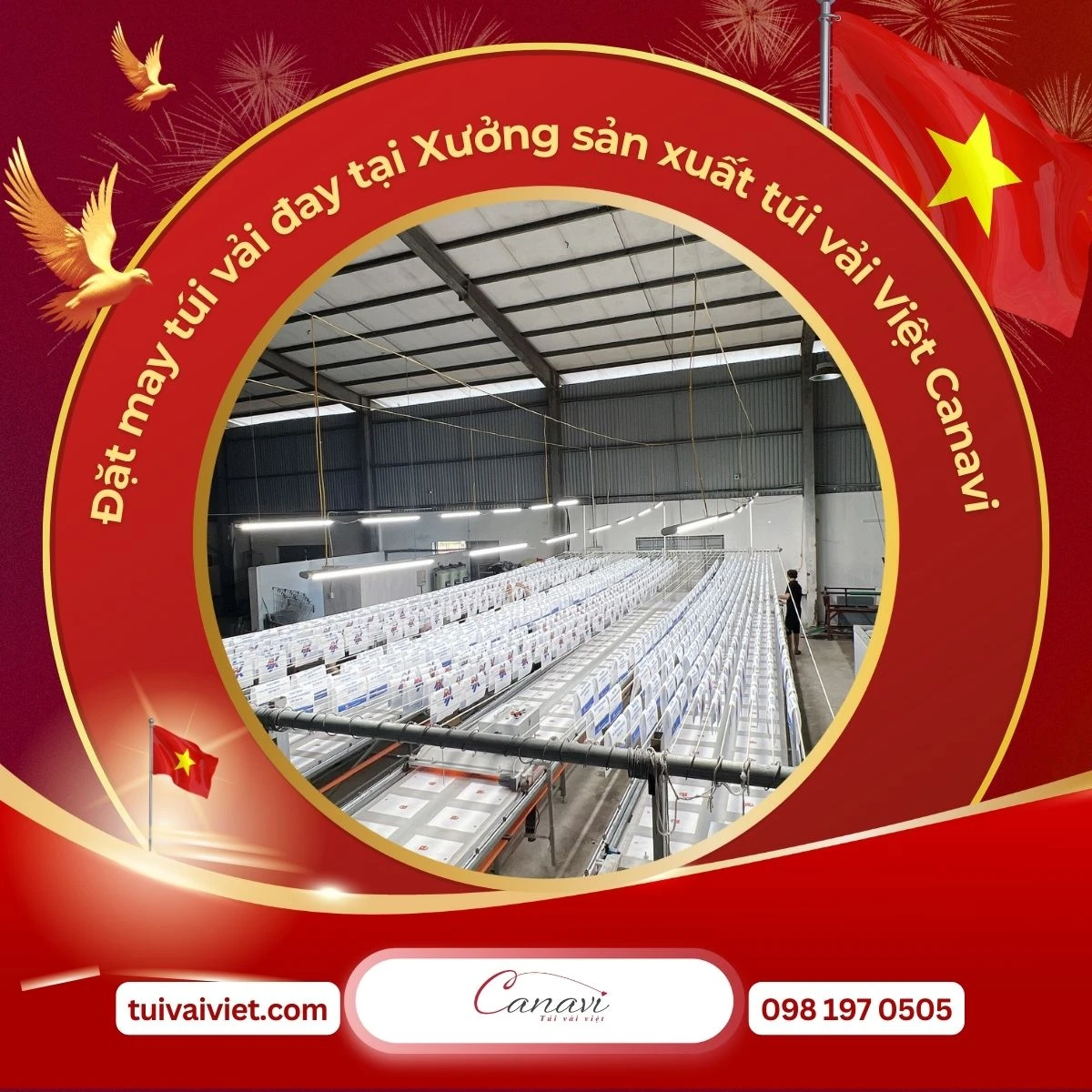 Đặt may túi vải đay in họa tiết địa danh tại Xưởng sản xuất túi vải Việt Canavi