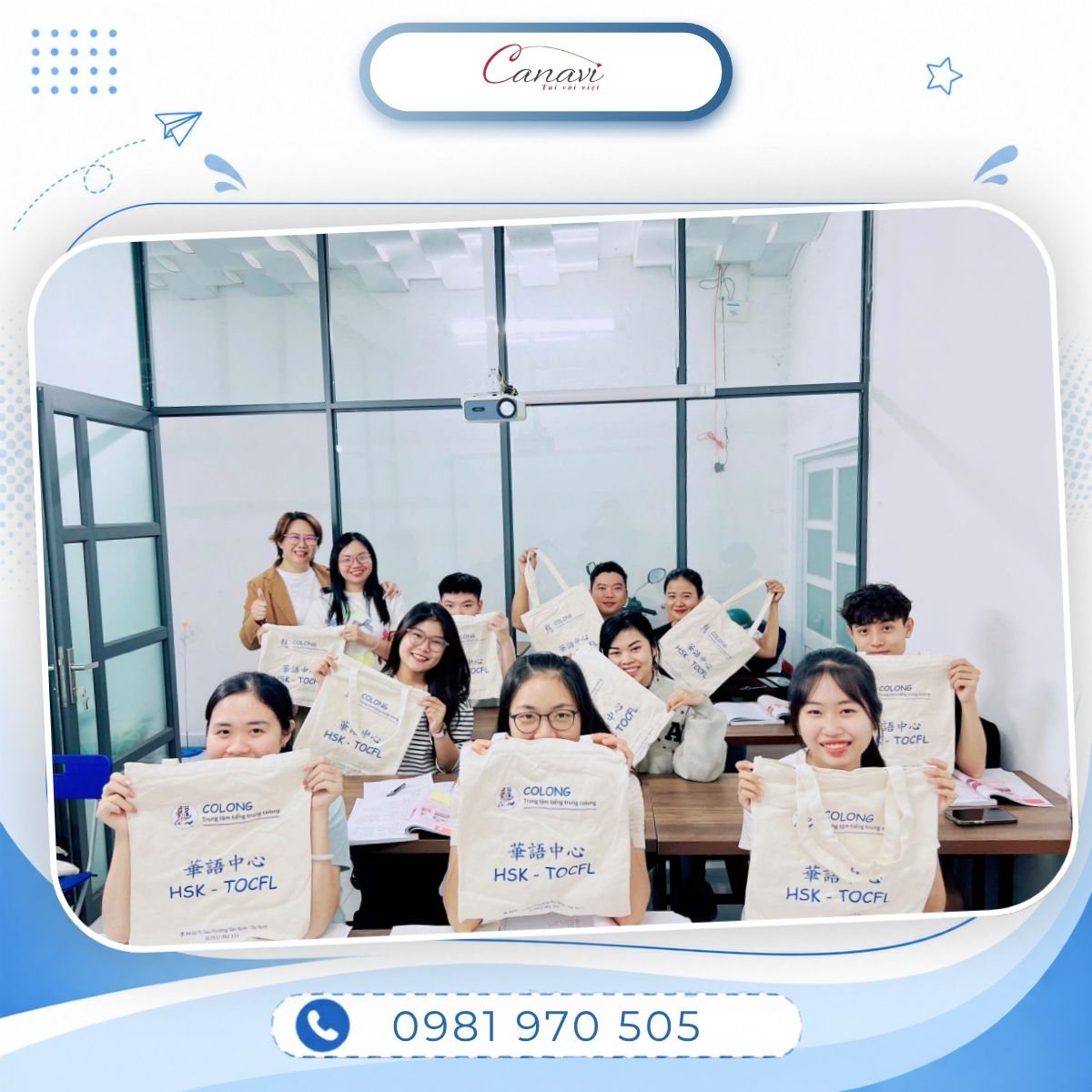 Túi canvas COLONG – Quà tặng học viên HSK