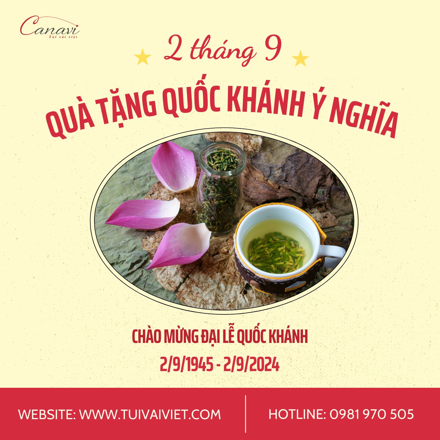 Quà tặng Quốc khánh về bộ ly sứ in hình hoa sen