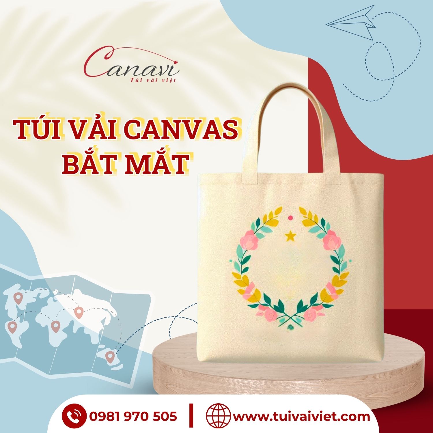 Túi vải canvas họa tiết bắt mắt