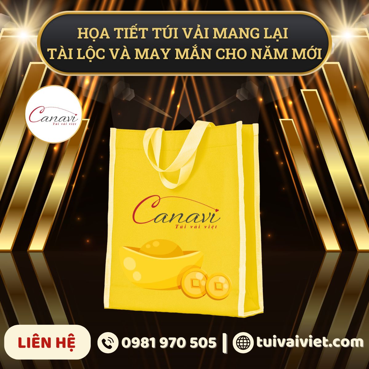 họa tiết túi vải đồng xu và thỏi vàng mang tài lộc và may mắn