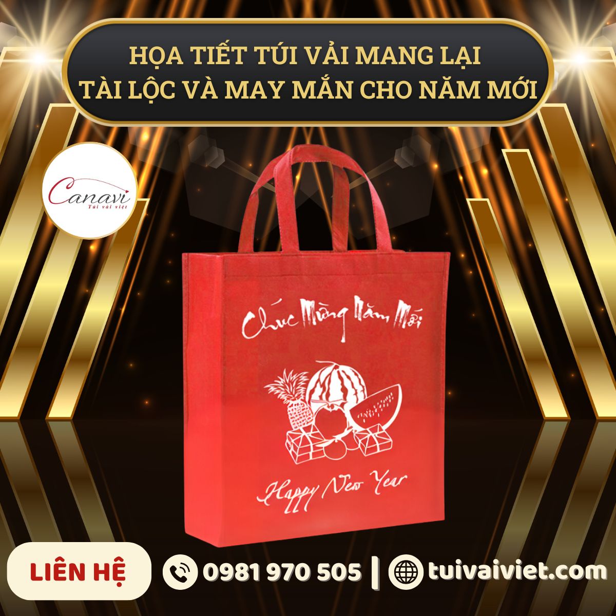 Họa tiết túi vải mang lại tài lộc và may mắn cho năm mới