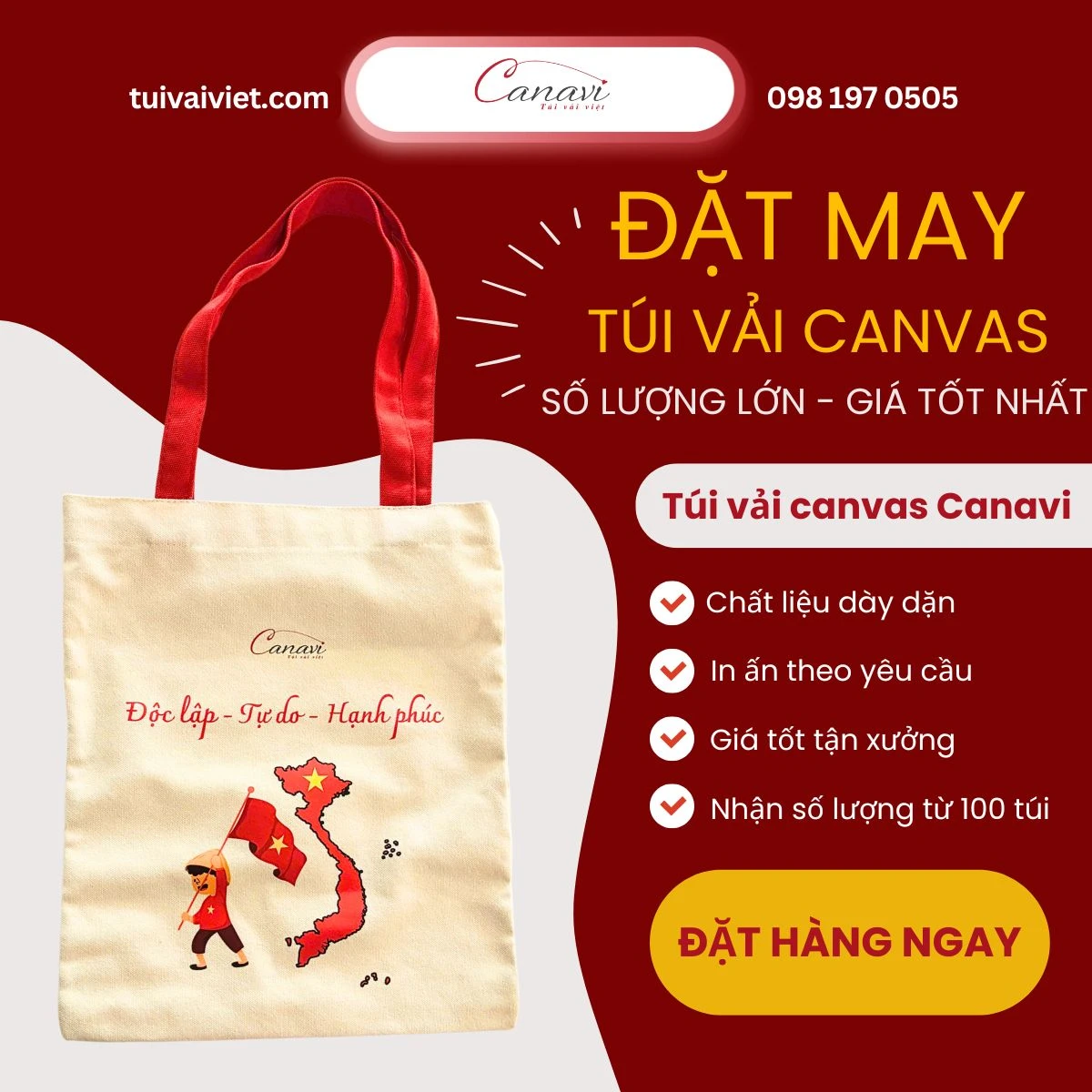 Xưởng sản xuất túi vải Việt Canavi - Chuyên cung cấp túi vải canvas giá rẻ Hà Nội