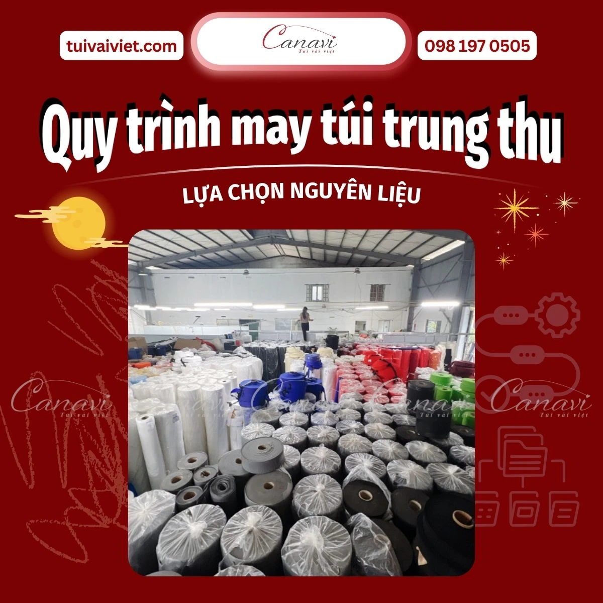 lựa chọn nguyên vật liệu sản xuất túi vải đựng bánh trung thu