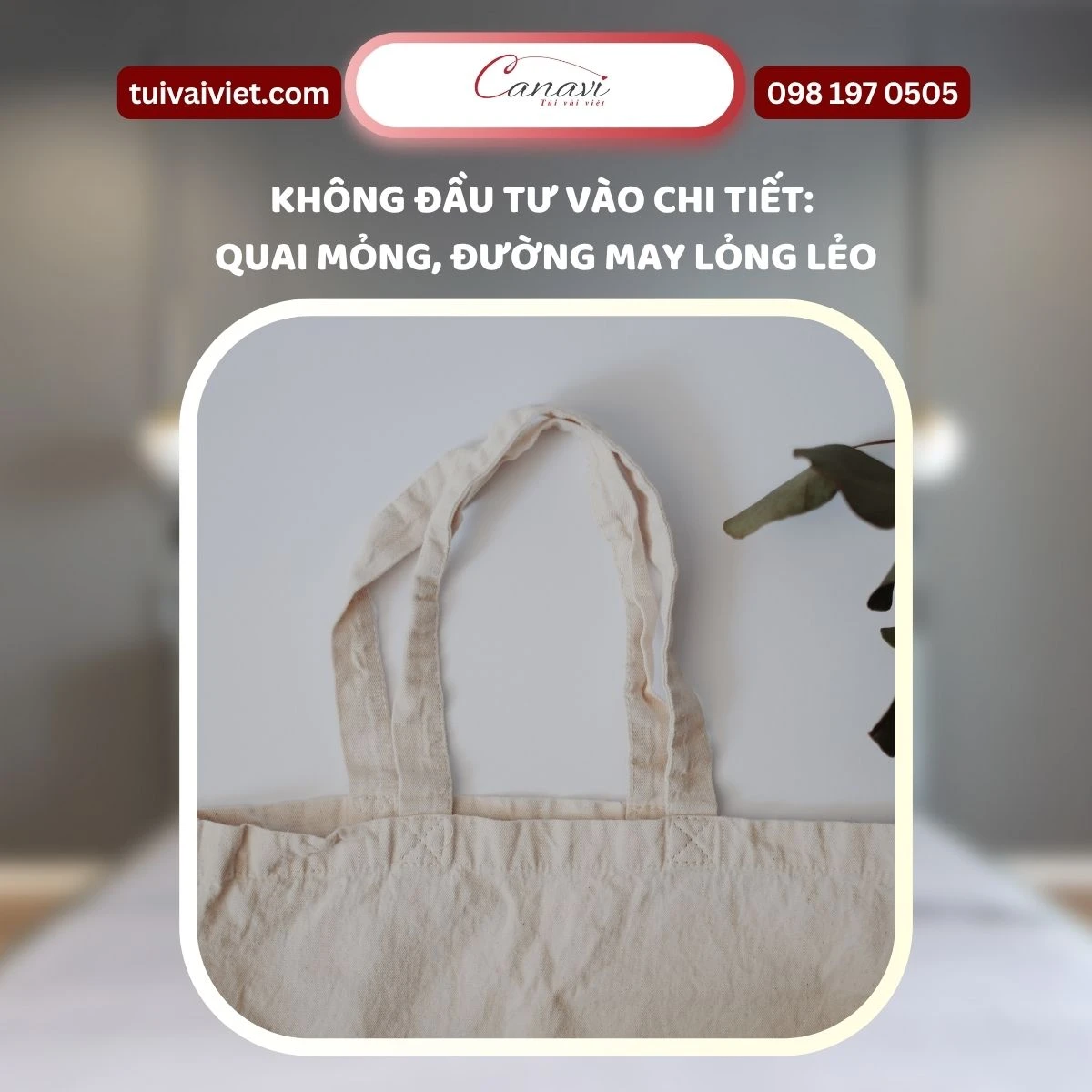 may túi tote lỏng lẻo thiếu chuyên nghiệp