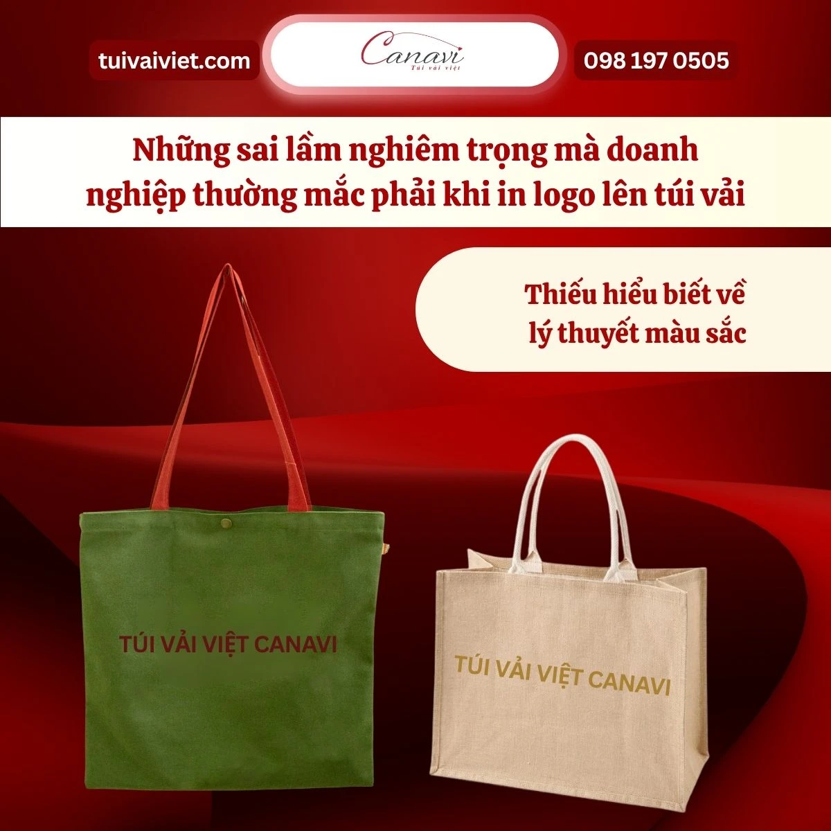 Thiếu hiểu biết về lý thuyết màu sắc khi in logo lên túi vải