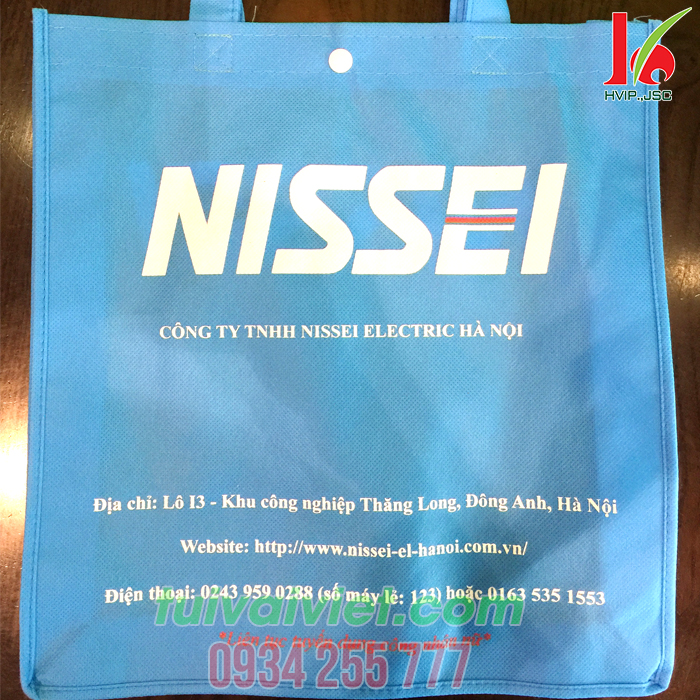 Túi vải không dệt may gia công có cúc bấm Nissei TVV006
